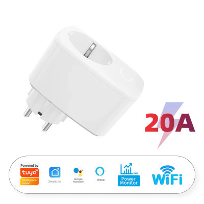 Enchufe inteligente Tuya EU 16A/20A con Monitor de potencia, temporizador, Control de voz, funciona con Alexa, Google Home, Alice