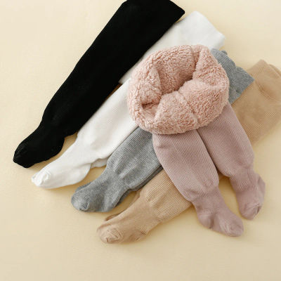 Leggings de Invierno para Bebés Niñas, Forro Polar, Rayas, Pantimedias de Algodón Gruesas y Cálidas para Niños Pequeños