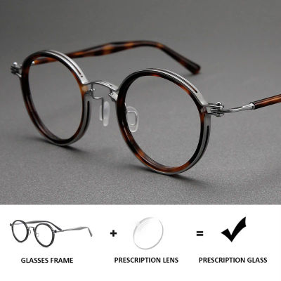 Gafas graduadas redondas italianas vintage ARLT5862, gafas ópticas progresivas ultraligeras de titanio para miopía, gafas hechas a mano