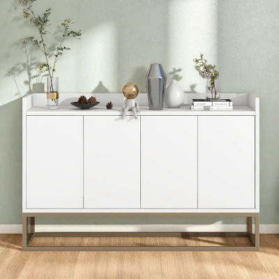 Aparador Rosahqnda con 4 puertas, aparador moderno con puertas sin tiradores, 120x30x80cm, mueble de almacenamiento para cocina y comedor