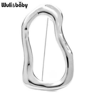 Broches circulares grandes de acero inoxidable Wuli & baby para mujeres y hombres, broches geométricos que combinan con todo de 2 colores, regalos