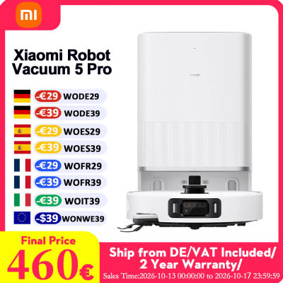 Versión Global Xiaomi Robot Aspirador 5 Pro Eu (Versión Mejorada X20+) Hogar Inteligente con Video Vigilancia IA, Máquina de Eliminación de Suciedad, Aspirado y Fregado, Electrodoméstico para el