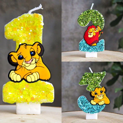 Vela del Rey León Simba número 0-9, decoraciones para tarta de cumpleaños, Fiesta Temática Hakuna Matata, suministros de regalos para Baby Shower