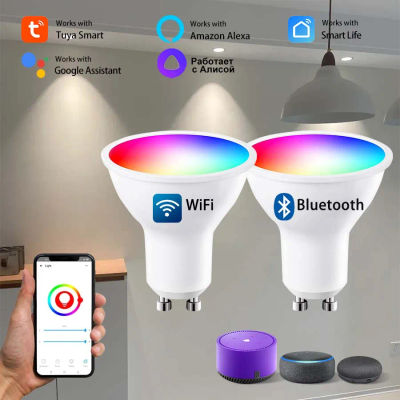 Bombillas Led Tuya 220V GU10 Wifi Bluetooth Smart Life RGB foco Downlight para sala de estar techo Alexa Google regulable