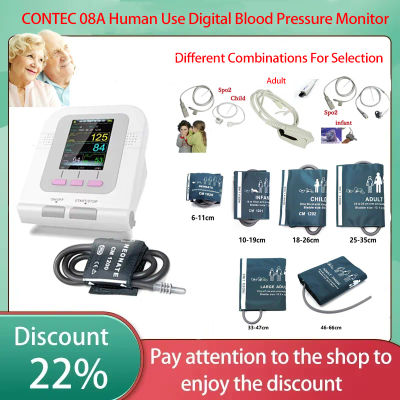 CONTEC 08A Monitor de presión arterial Digital de uso humano Software de PC esfigmomanómetro pantalla LCD manguito sonda de oxígeno en sangre opcional