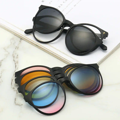 2 en 1 personalizado hombres mujeres gafas de sol magnéticas ópticas polarizadas Clip magnético en gafas de sol Clip en gafas de sol marco ovalado grande