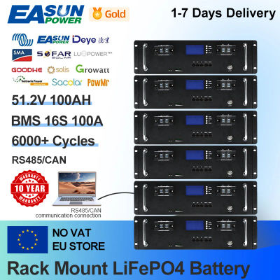 Batería de litio LiFePO4 para inversor, 51,2 v, 100Ah, 48v, 5kW, RS485, CAN BUS, PC, Monitor, 10 años de garantía