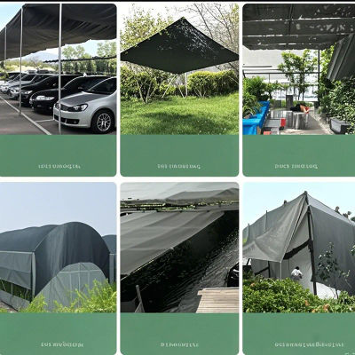 6X6m 6X5m 6X4m negro parasol red HDPE ANti-UV jardín planta sombra cubierta sombra vela Gazebo dosel piscina sombreado tela