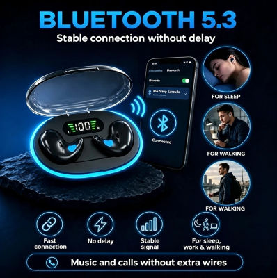 Audífonos Inalámbricos TWS para Dormir, Bluetooth 5.3, Auriculares Invisibles Ocultos, Resistentes al Agua IPX5, Reducción de Ruido, Auriculares Deportivos Táctiles