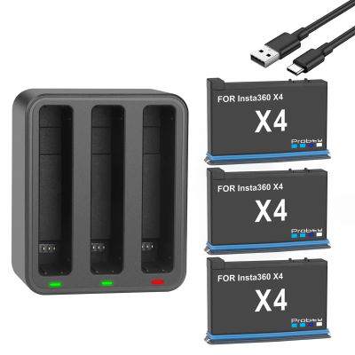 Para Insta360 X4 batería de 2600mAh + concentrador de cargador rápido de 3 ranuras para accesorios de cámara Insta 360 X4