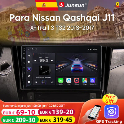 Radio Junsun VozAI para Qashqai J11 X-Trail3 2013-2017, CarPlay inalámbrico, Android Auto, autoradio 2DIN con Bluetooth, DAB+, GPS, RDS