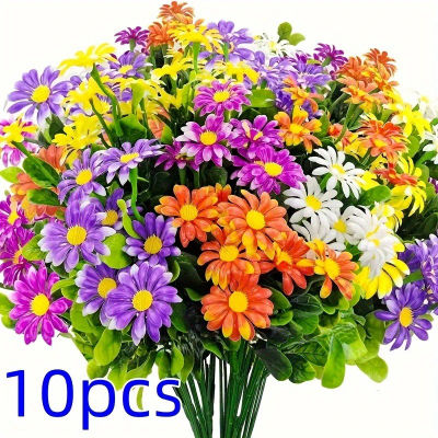 Ramo de flores artificiales de margaritas, plantas falsas de 33cm para decoración del hogar, decoración de jardín, boda, mesa al aire libre, florero, arreglo floral