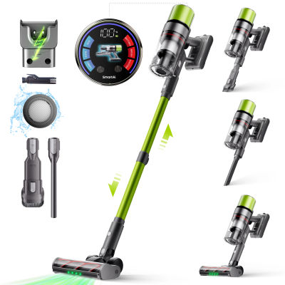 SmartAI V6 Aspiradora Sin Cable, Aspiradora Escoba 65KPA 650W Potente, Hasta 80Min de Autonomía, Batería Grande 24000mAh, Cepillo Anti-Enredos, Para Alfombras, Suelos Duros, Pelo de Mascotas y Coche
