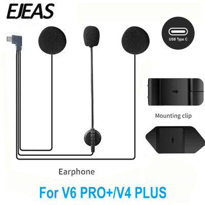 Auriculares originales para casco de motocicleta, enchufe tipo C para EJEAS V6 PRO +/V4PLUS con altavoz, micrófono, Clip y Base opcionales