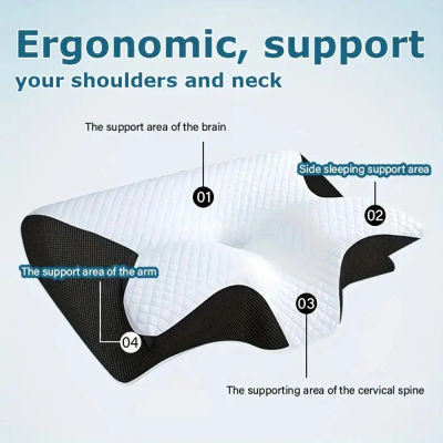 Almohada con memoria para dormir, almohadas para el cuello de espuma viscoelástica de mariposa, para dormir contorneado, alivio del dolor en el cuello, soporte para el estómago, almohada cómoda