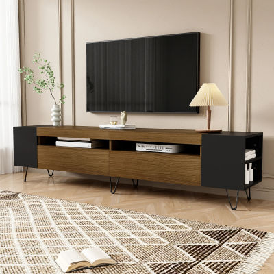 Mueble de TV moderno, acabado en madera negra - 180 cm de longitud