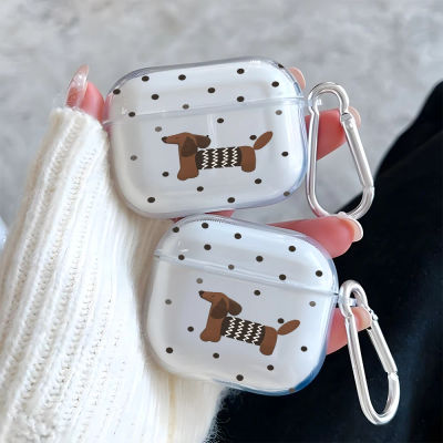 Funda transparente para auriculares con diseño de perrito a rayas para AirPods 4/3/2/1, funda protectora de TPU para AirPods Pro 3/Pro 2/Pro