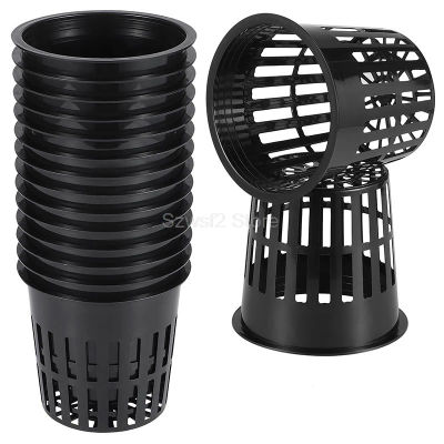 Maceta de malla hidropónica, cesta para plantar verduras, cultivo sin suelo, taza de raíz de planta de plástico, maceta para cultivar plantas de acuario, 10 Uds.