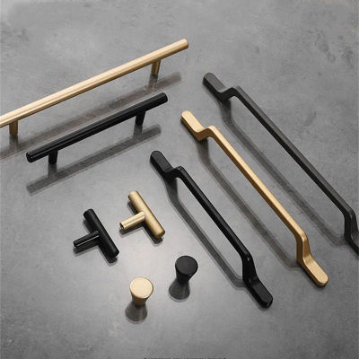 KK & FING-tiradores de muebles de cocina negros simples europeos, tiradores de cajón de gabinete de aleación de aluminio dorado mate, herrajes para muebles