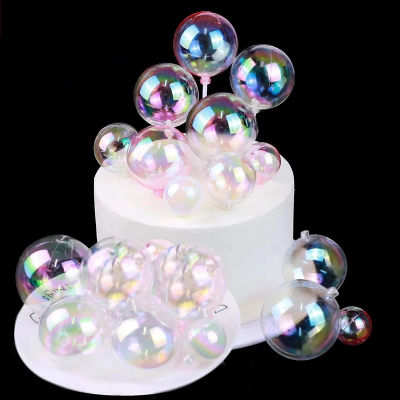 10 Uds bola colorida adorno para tarta globo transparente Cupcake decoración DIY para fiesta de cumpleaños aniversario de boda Baby Shower