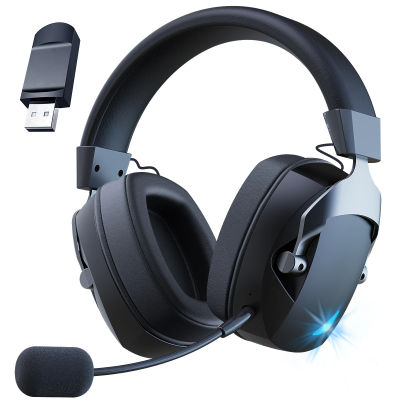 Auriculares para juegos con micrófono desmontable con cancelación de ruido, conector con cable de 2,4G Bluetooth-USB-3.5mm, 3 modos para dispositivos múltiples