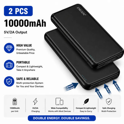 Paquete de 2 baterías externas portátiles de 10000 mAh, 5 V/2,4 A con indicador LED, cargador de teléfono compacto para iPhone, teléfonos inteligentes Android, viajes y camping