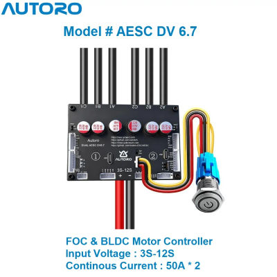 Autoro Dual ESC V6.7 BLDC FOC controlador de velocidad del Motor 12S 100A sin brillo VESC V6 para monopatín eléctrico DIY Scooter Ebike Robot