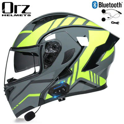 Casco de Motocross con Bluetooth, casco de motocicleta con tapa Modular ORZ-991, casco de Motocross de fuego Interior lavable, seguridad DOT ECE Kask