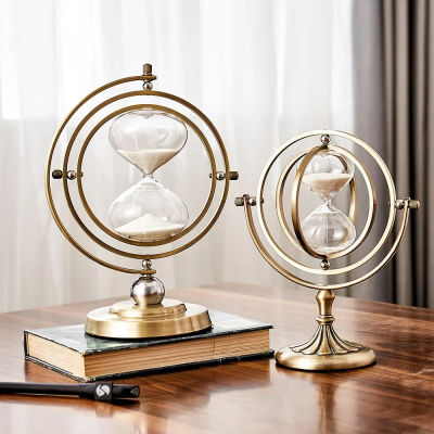 Temporizador de reloj de arena de Metal Retro creativo nórdico, mueble de TV, decoración de porche, temporizador de reloj de arena, adornos de decoración para el hogar y la Oficina, 2021