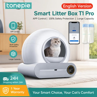 Tonepie - Caja de Arena Inteligente para Gatos de 65L, Control por Aplicación, Autolimpieza, Robot, Eliminación de Olores, Sensor de Seguridad