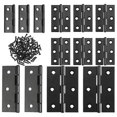 Bisagras de puerta negras WV, bisagras a tope de acero inoxidable con tornillos, bisagras para muebles, cajones de gabinete, placa de montaje, soportes de fijación planos