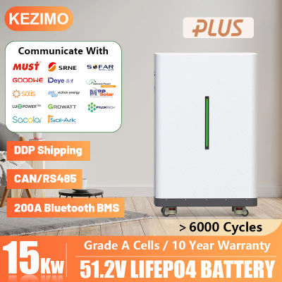 Batería LiFePO4 48V 300Ah 15KWh de Litio 51.2V con más de 6000 ciclos, CAN RS485 con Bluetooth BMS para inversor solar, STOCK UE PL
