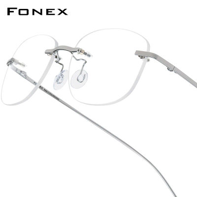 Montura de gafas de aleación FONEX para hombre, nuevo diseño de marca, gafas cuadradas sin montura para mujer, gafas ultraligeras japonesas sin marco 8107