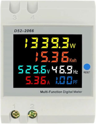 Medidor de energía monofásico, Monitor de uso de electricidad en carril Din, CA 40-300V, 100A, voltímetro, amperímetro, vatio, Kwh, medidor de potencia de frecuencia