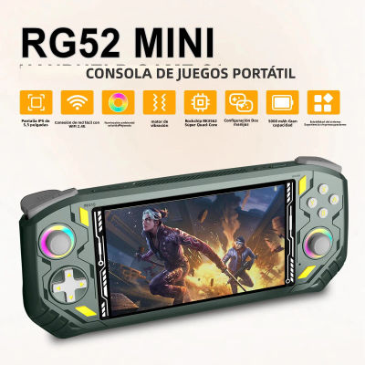Consola de Juegos Portátil AISLPC RG52 MINI, CPU RK3562, Sistema EmuELEC, WIFI 2.4G, Bluetooth, Pantalla IPS de 5.5 Pulgadas, Reproductor de Video