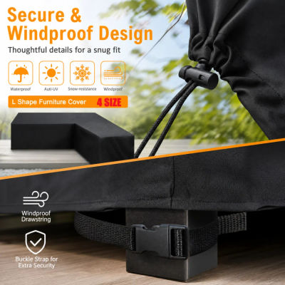 Funda para Sofá en Forma de L de 600D, Resistente, Impermeable, para Muebles de Patio de Varios Tamaños