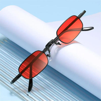Gafas de sol rectangulares pequeñas para hombre y mujer, lentes de sol Retro con marco de Metal, estilo Punk, Vintage, protección UV400