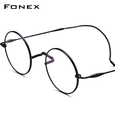 Montura de gafas de titanio FONEX para hombre, nuevas gafas redondas pequeñas Retro para mujer, gafas ultraligeras japonesas Harri Potters Vintage 85725