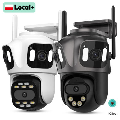 Cámara IP WIFI con tres lentes y tres pantallas, cámara para exteriores, monitor de seguimiento automático, visión nocturna inteligente, vigilancia de seguridad iCsee