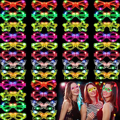 Gafas LED intermitentes multicolores para fiesta, gafas de sol con luz de neón, gafas brillantes, juguetes para adultos y niños, recuerdo de fiesta