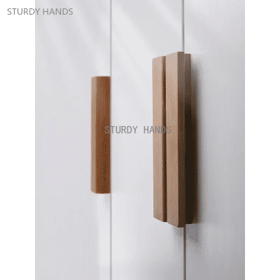 1 Uds. Muebles con manija de armario minimalista clásico de madera maciza, armario de color madera natural, puerta de armario de almacenamiento, mango de madera