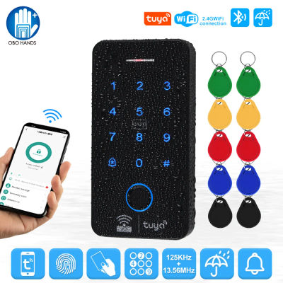 Controlador de acceso de huellas dactilares Tuya, resistente al agua, Bluetooth, Wifi, teclado RFID, sistema de teclado táctil WG26, aplicación remota inteligente, abridor de puerta