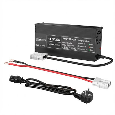Cargador de Batería de Litio LiFePO4 de 12V 12.8V 20A, Cargador Inteligente de 14.6V 20Amp para Baterías LiFePO4 de Ciclo Profundo de 50AH-300AH