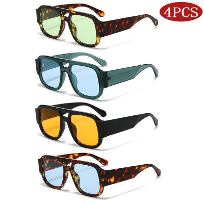 Gafas protectoras 1/4 juegos de gafas de sol cuadradas con doble puente y montura grande para mujer, gafas de Color caramelo para hombre, gafas para deportes al aire libre