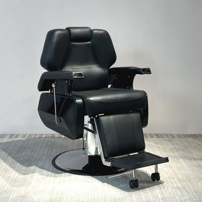 Sillón de Barbería Hidráulico de Alta Resistencia, Reclinable, de Cuero PU, con Reposacabezas Extraíble, Mueble para Salón de Belleza y Peluquería