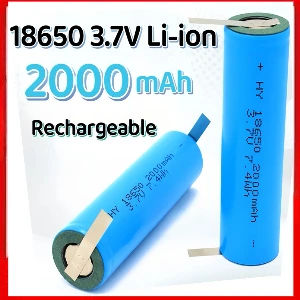 Batería recargable 18650, 3,7 V, 2000mAh, batería de litio 18650 con pestañas de soldadura para linterna, auriculares, aspiradoras, Radio