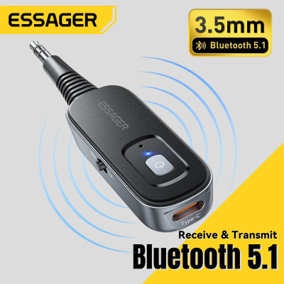 Transmisor receptor de Audio Essager 2 en 1, Bluetooth 5,1, conector de 3,5 MM con micrófono, adaptador inalámbrico de música estéreo para PC, TV, altavoces de coche