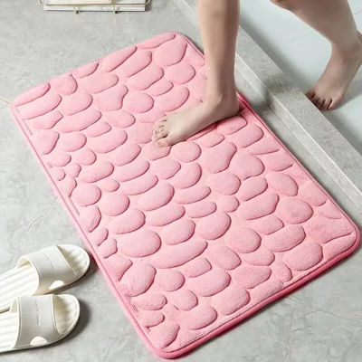 Alfombra de terciopelo en relieve de espuma viscoelástica, alfombra antideslizante para baño, sala de estar, suelo de adoquines, muebles para el hogar, 1 ud.
