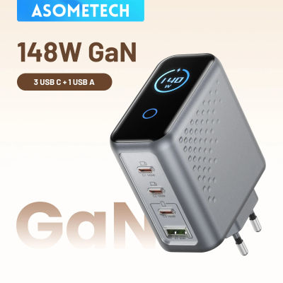 Cargador USB Tipo C GaN de 148W con Pantalla, Carga Rápida PD3.1 3.0 QC4.0 3.0 de 140W para Macbook, Tablet, Teléfono, Cargador para iPhone 17 16