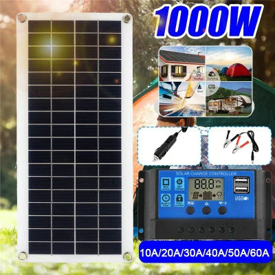 Panel Solar de 1000W, controlador de célula Solar de 12V, 10A-100A, Panel Solar para teléfono RV, cargador de almohadilla MP3 para coche, suministro de batería para exteriores